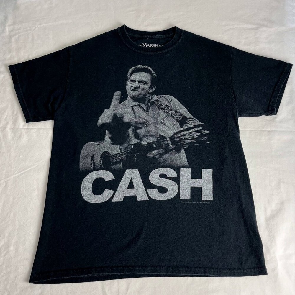Jim Marshall T-Shirt Men's Size Medium Black Crew Neck John Cash Graphic Cotton